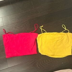 Red and yellow crop tops